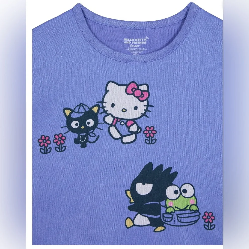 NWT Hello Kitty Friends Pajama Set Girls L 10-12 Periwinkle‎ Sanrio